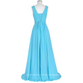 Grace Karin Ärmelloses V-Ausschnitt Chiffon Sky Blue Lange Abendkleid GK000128-2